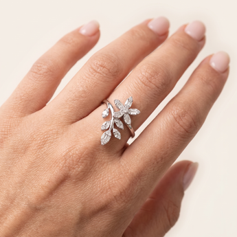 Iris White Gold Diamond Ring Close Up