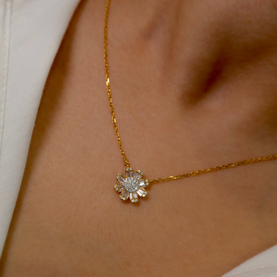 Sunflower Diamond Necklace - Psylish