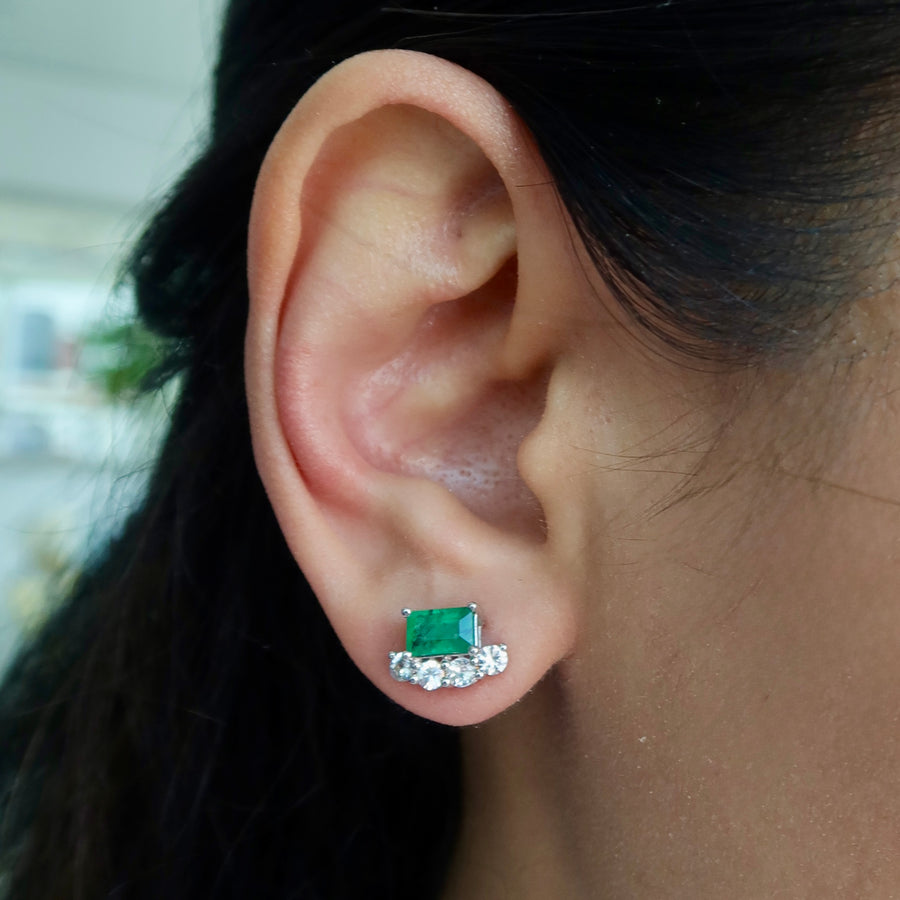 Zambia Emerald Sapphire Studs - Psylish