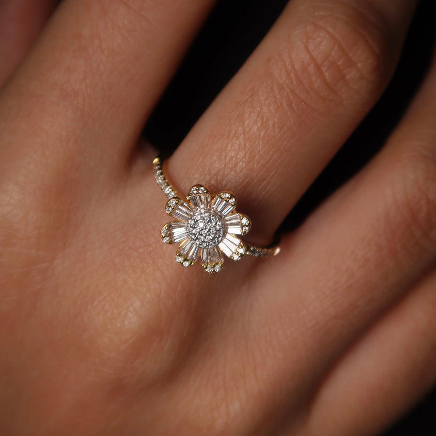 Sunflower Diamond Ring - Psylish