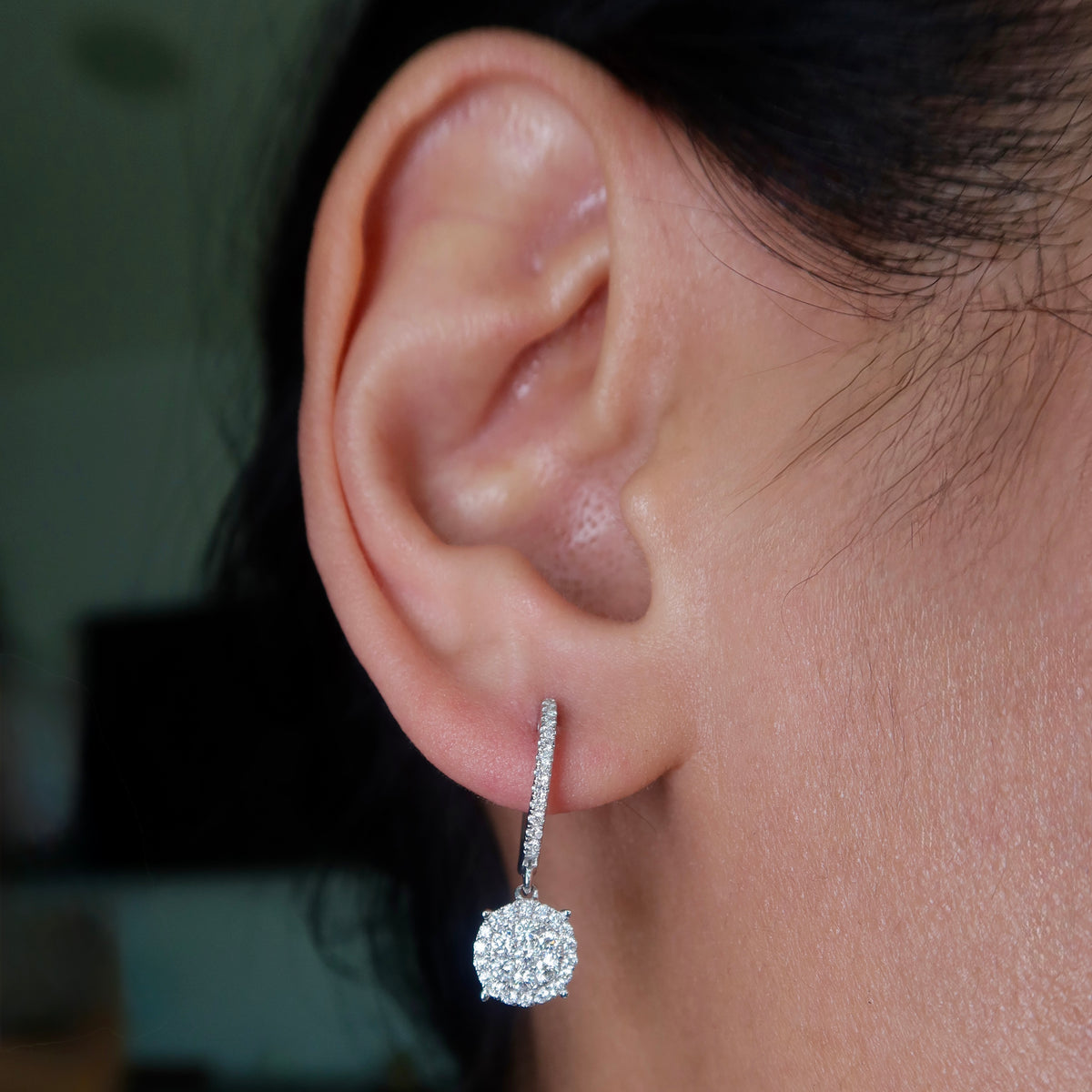 Miley Round Drop Diamond Earrings - Psylish