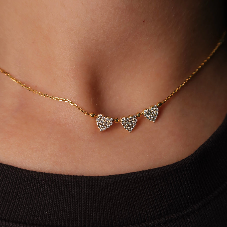 Heart Trio Diamond Necklace - Psylish
