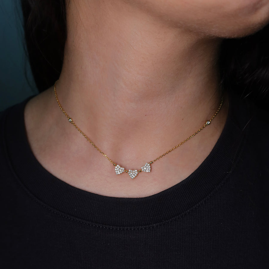 Heart Trio Diamond Necklace - Psylish