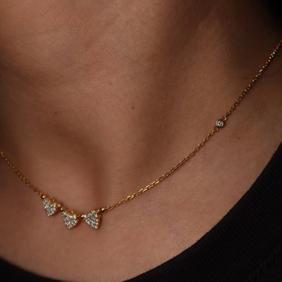 Heart Trio Diamond Necklace - Psylish