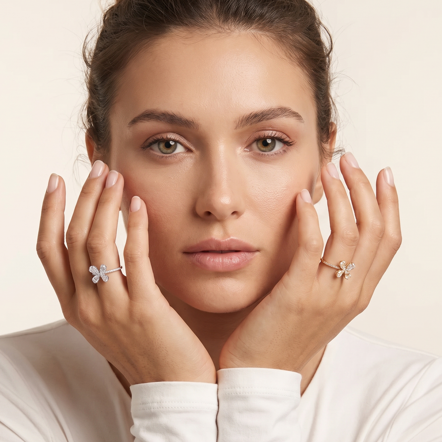 Abundance Butterfly Diamond Ring on model
