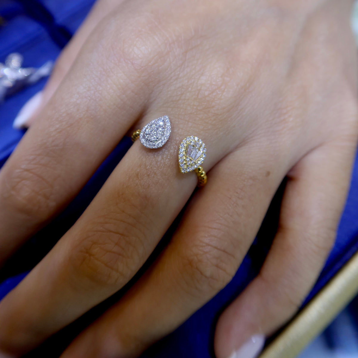 Alma Double Pear Diamond Ring