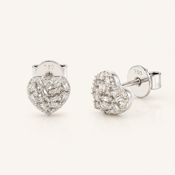 Amara Heart Diamond Studs - Psylish