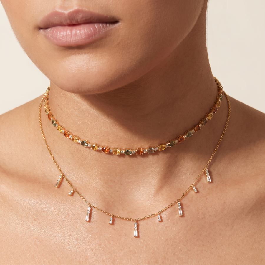 Amelia Rainbow Sapphires Choker And Diamond Dr Necklace Layered