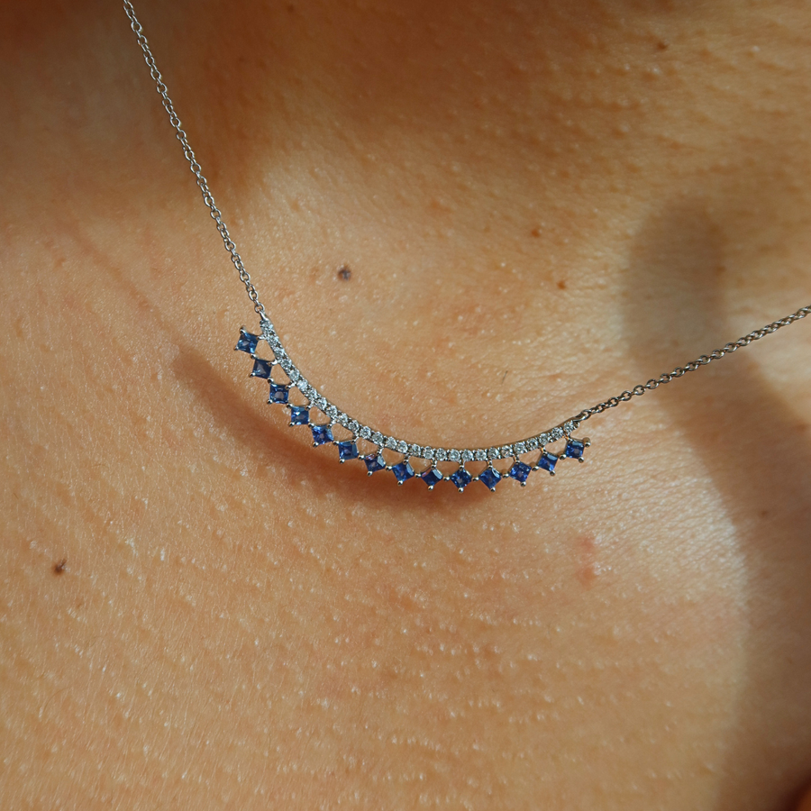 Aurelia Blue Sapphire Diamond Necklace - Psylish