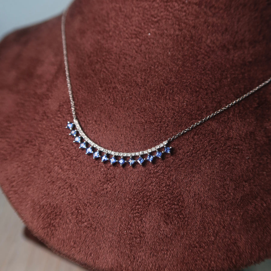 Aurelia Blue Sapphire Diamond Necklace - Psylish