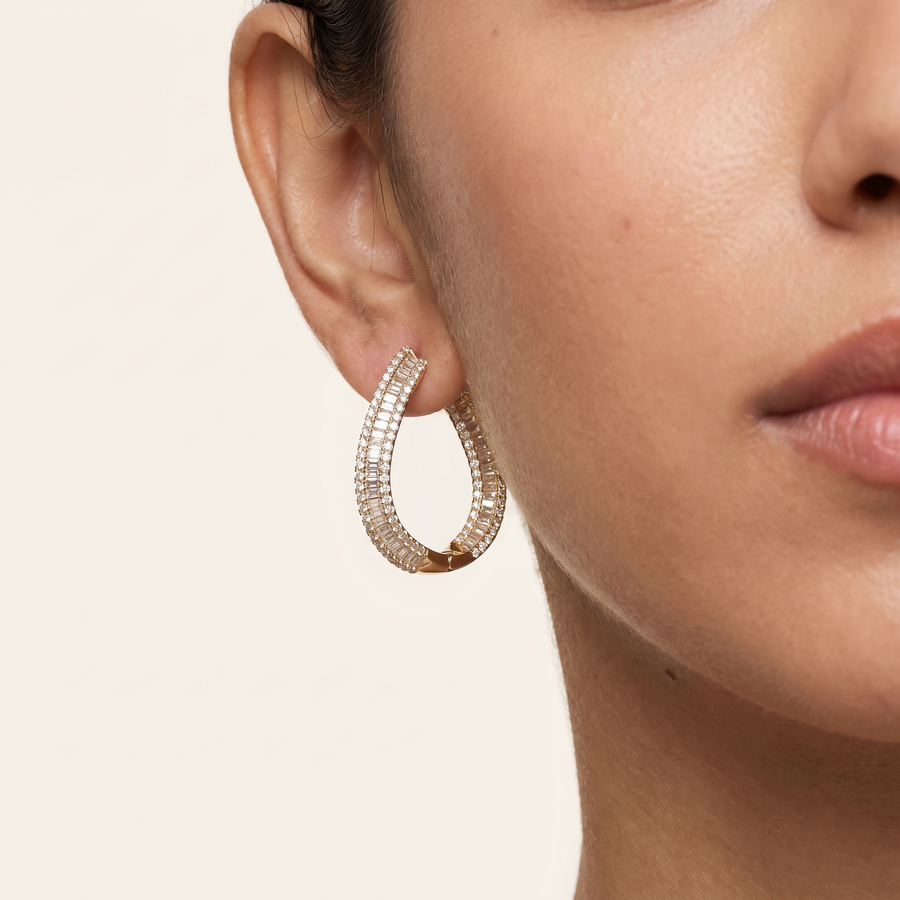 Blake Yellow Gold Diamond Hoops