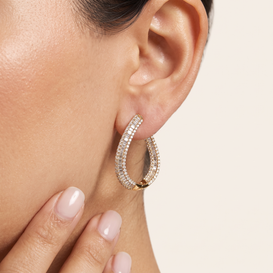 Blake Yellow Gold Diamond Hoops