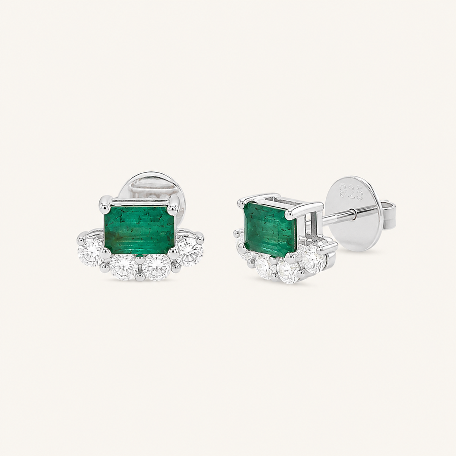 Zambia Emerald Sapphire Studs - Psylish