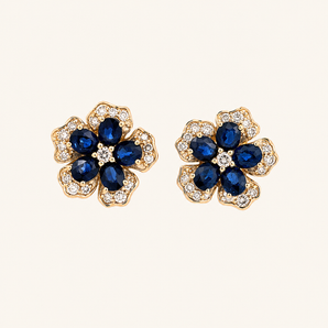 Gia Fleur Blue Sapphire Earrings Studs - Psylish