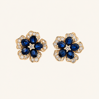 Gia Fleur Blue Sapphire Earrings Studs - Psylish
