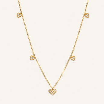 Five Petit Hearts Diamond Necklace - Psylish