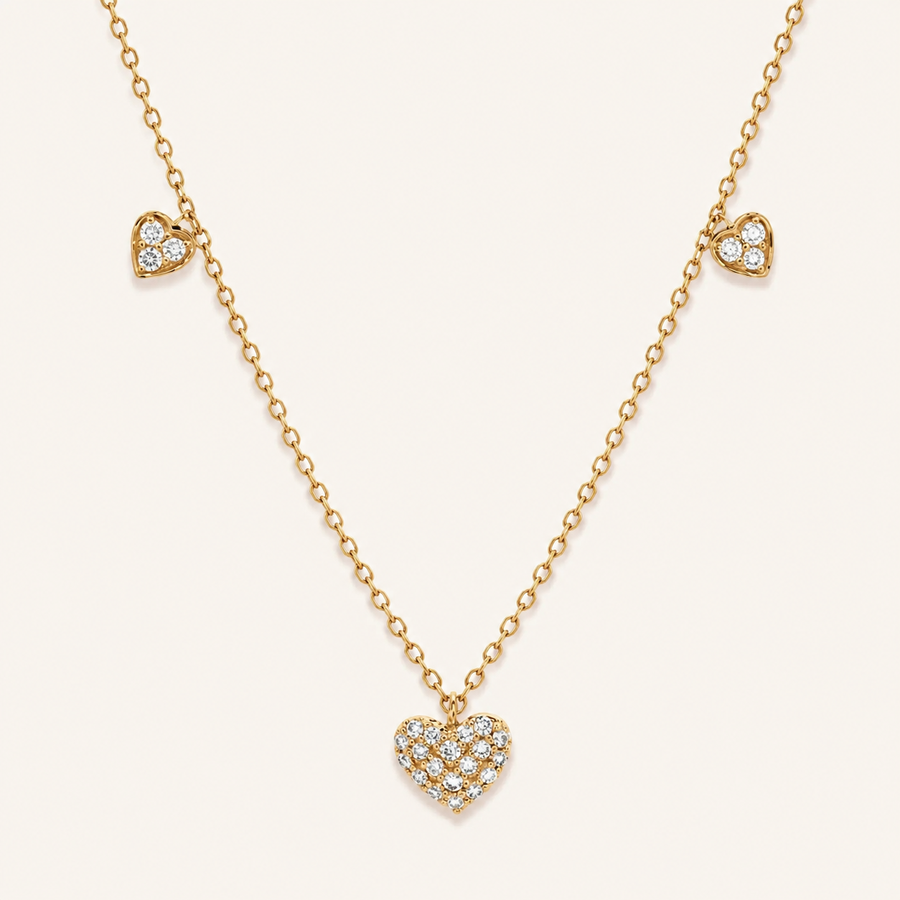 Five Petit Hearts Diamond Necklace - Psylish