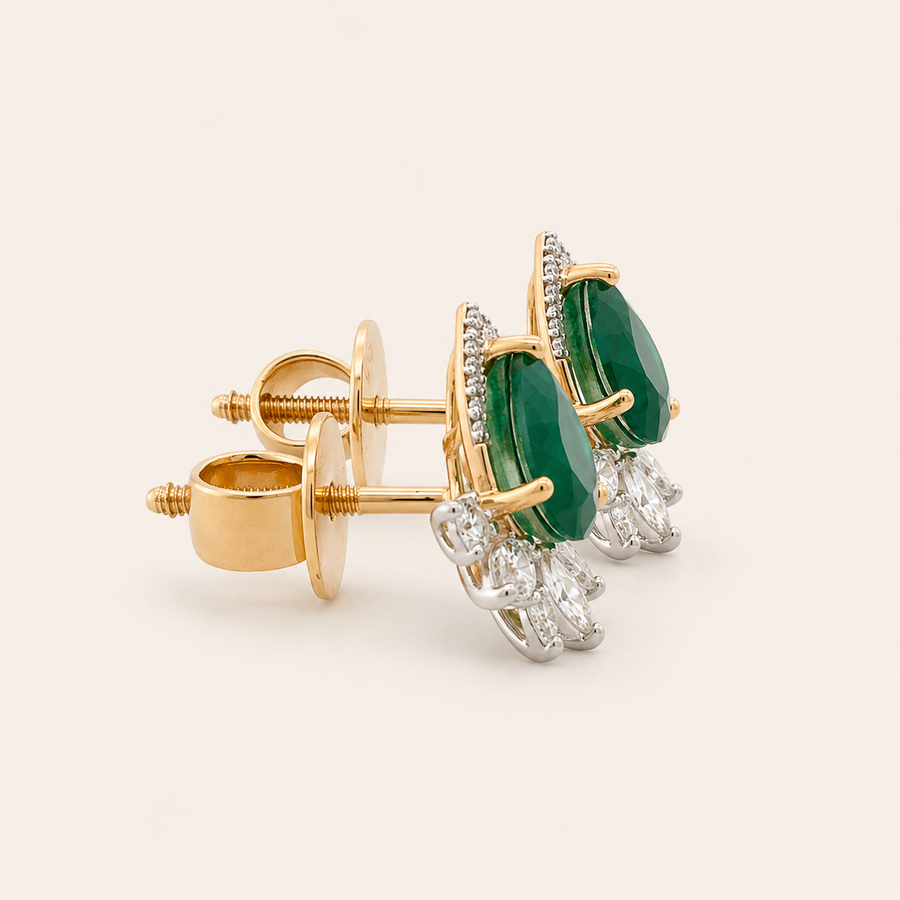 Zarah Emerald Diamond Earrings - Psylish