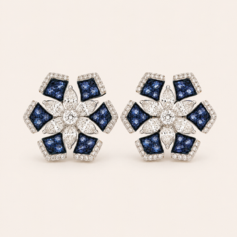 Chloe Blue Sapphire Diamond Earrings - Psylish