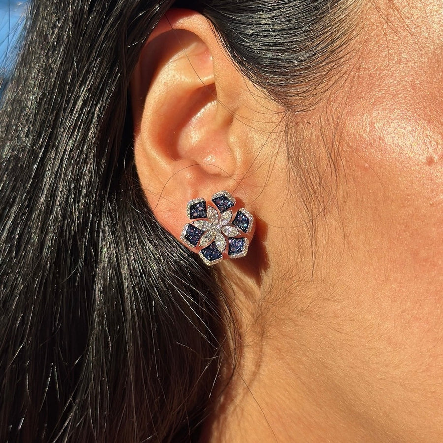 Chloe Blue Sapphire Diamond Earrings - Psylish