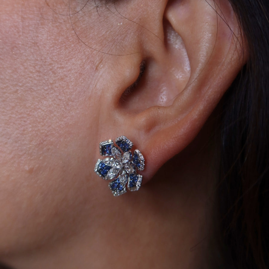 Chloe Blue Sapphire Diamond Earrings - Psylish