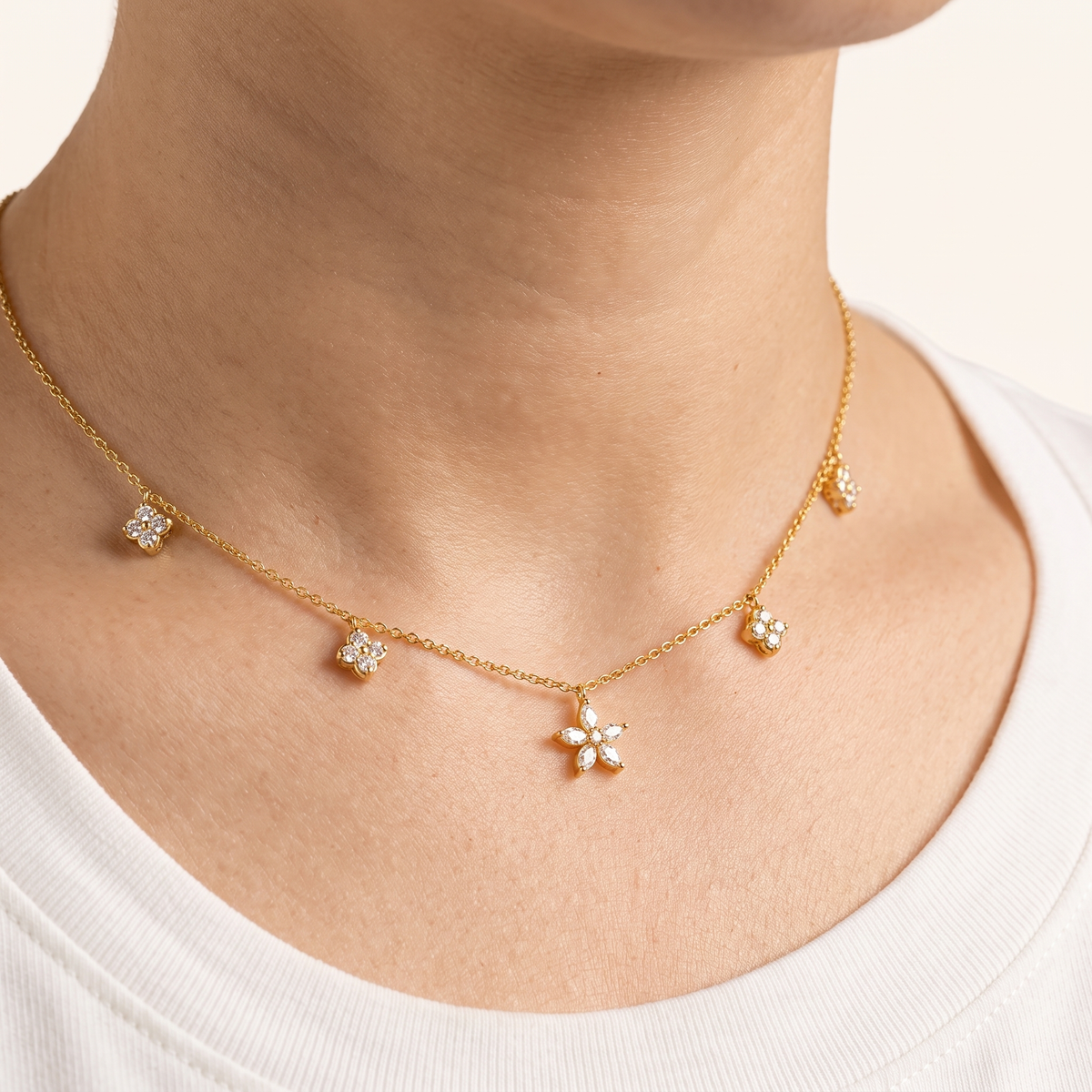 Cleo Diamond Yellow Gold Necklace