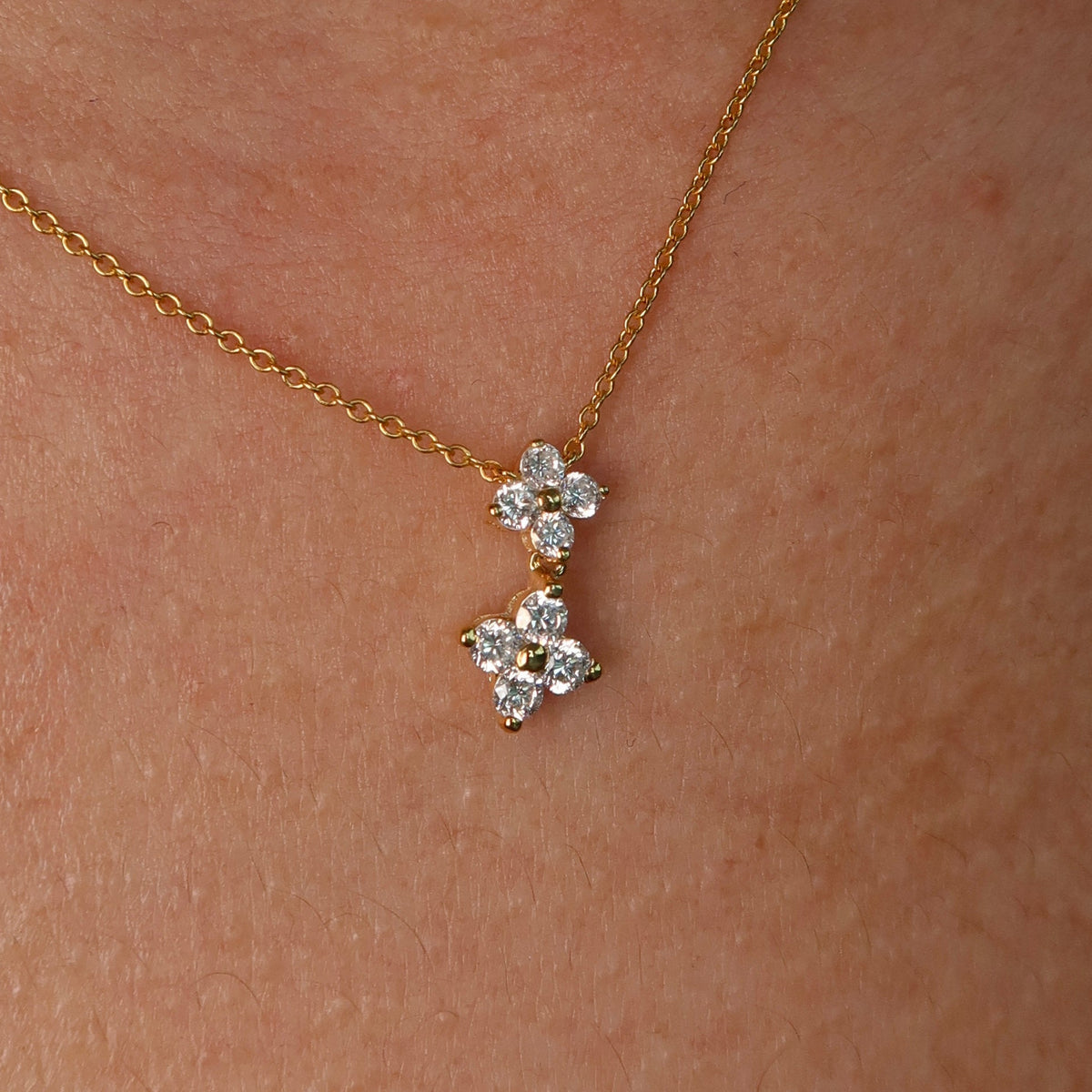Clover Dangly Diamond Necklace - Psylish