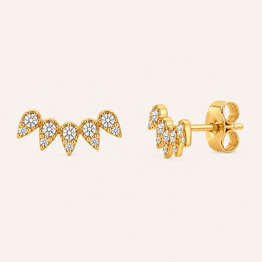 Crane Curve Diamond Stud Earrings - Psylish