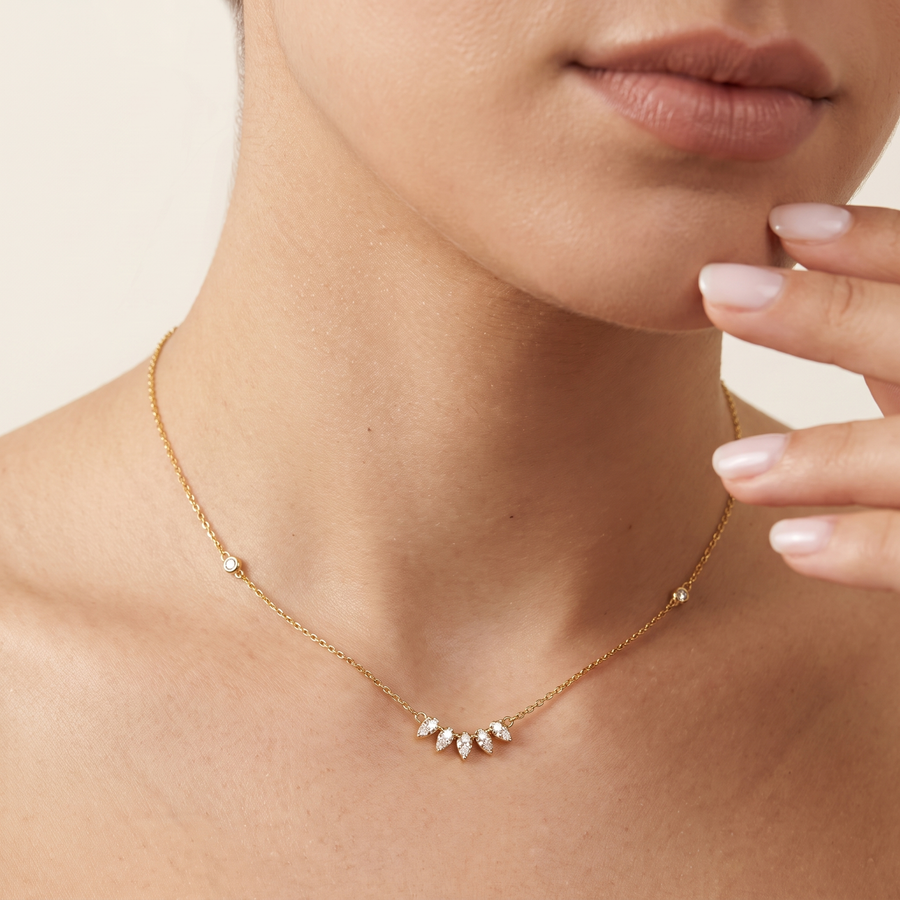 Crane Curve Yellow Gold Diamond Necklace