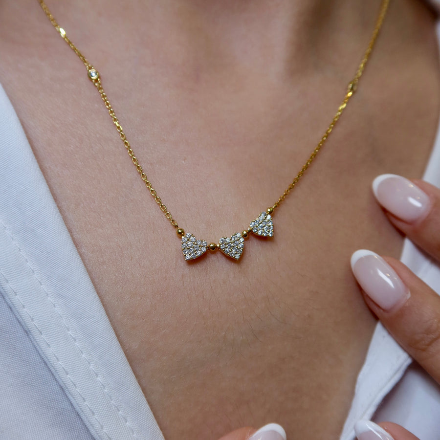 Heart Trio Diamond Necklace