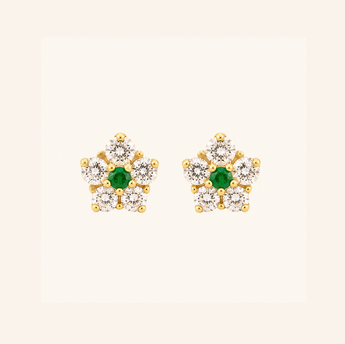 Blossom White Sapphire & Emeralds Studs - Psylish