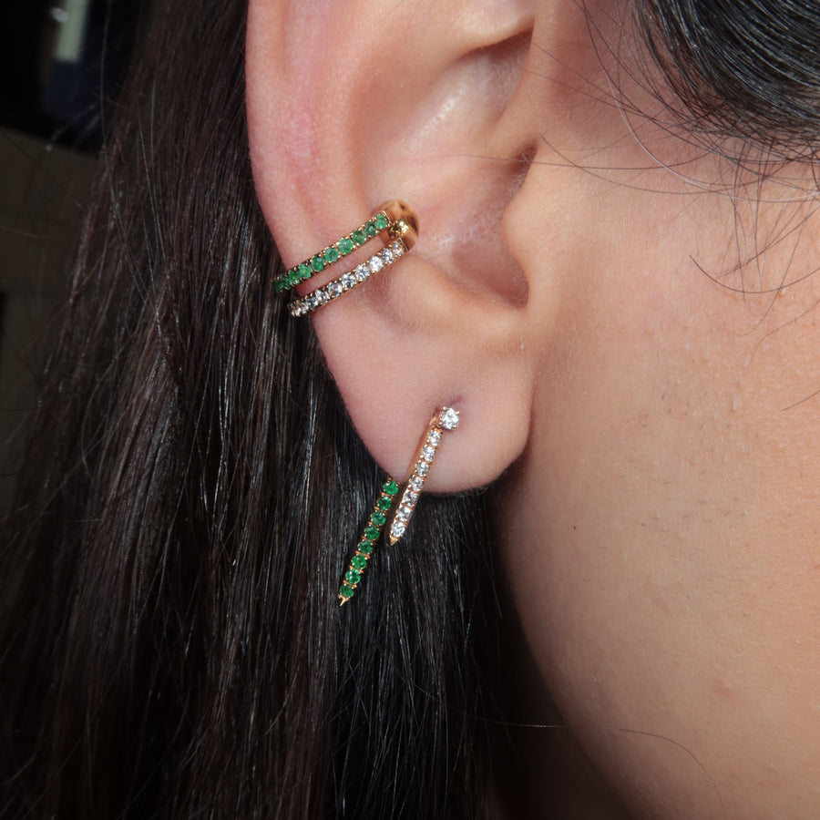 Emerald White Sapphire Ear Cuff - Psylish
