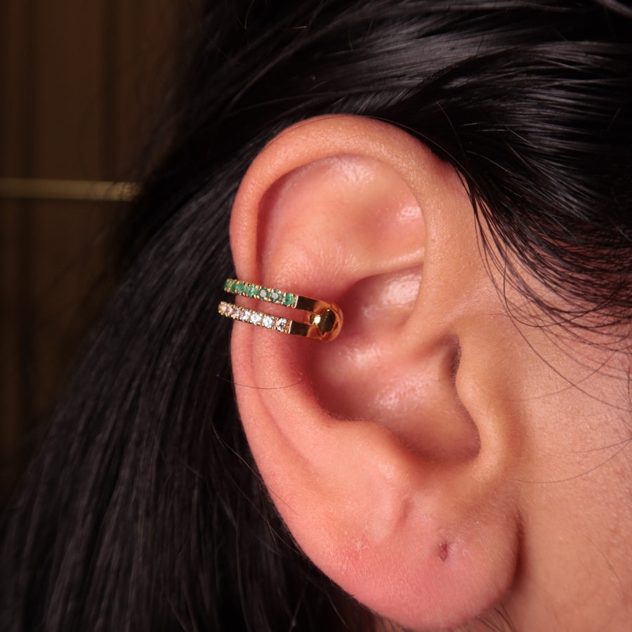 Emerald White Sapphire Ear Cuff - Psylish