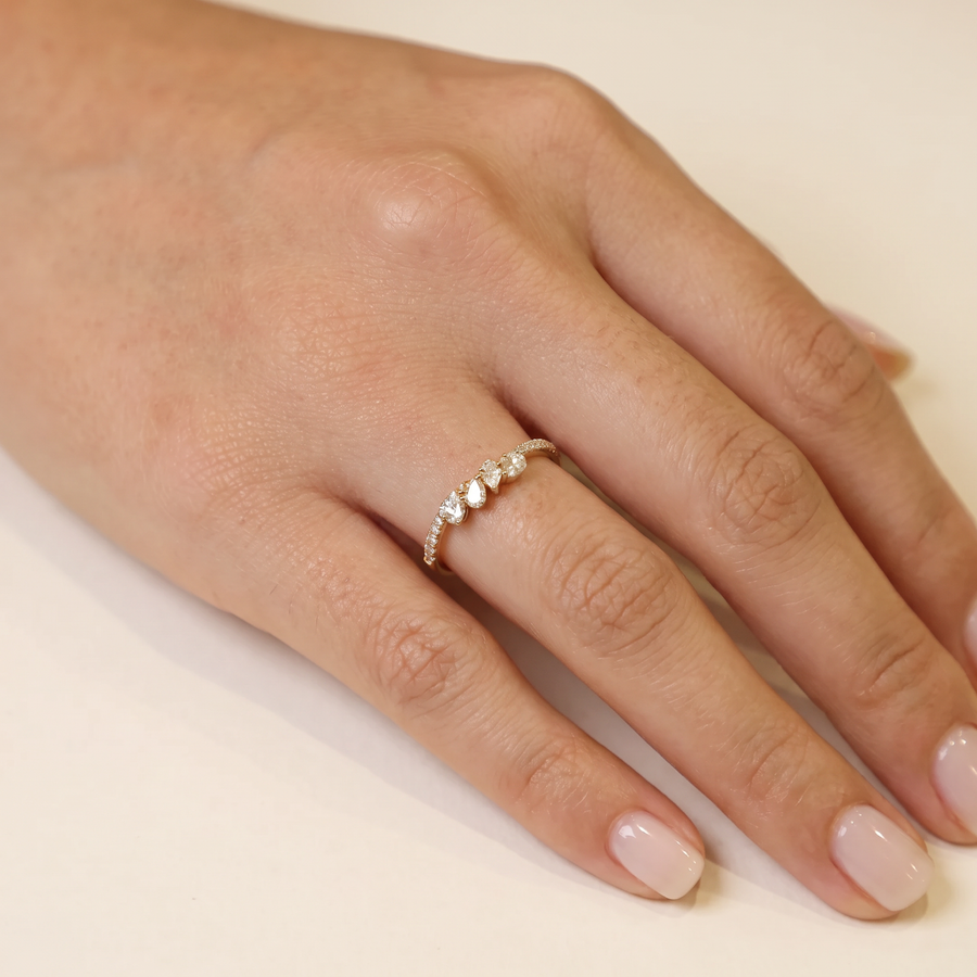 Drew Mini Diamond Ring On Hand