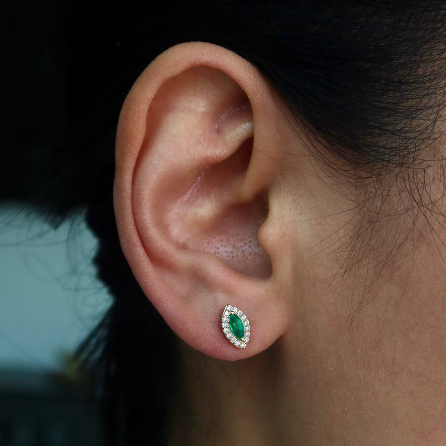 Esmé Emerald Diamond Stud Earrings - Psylish