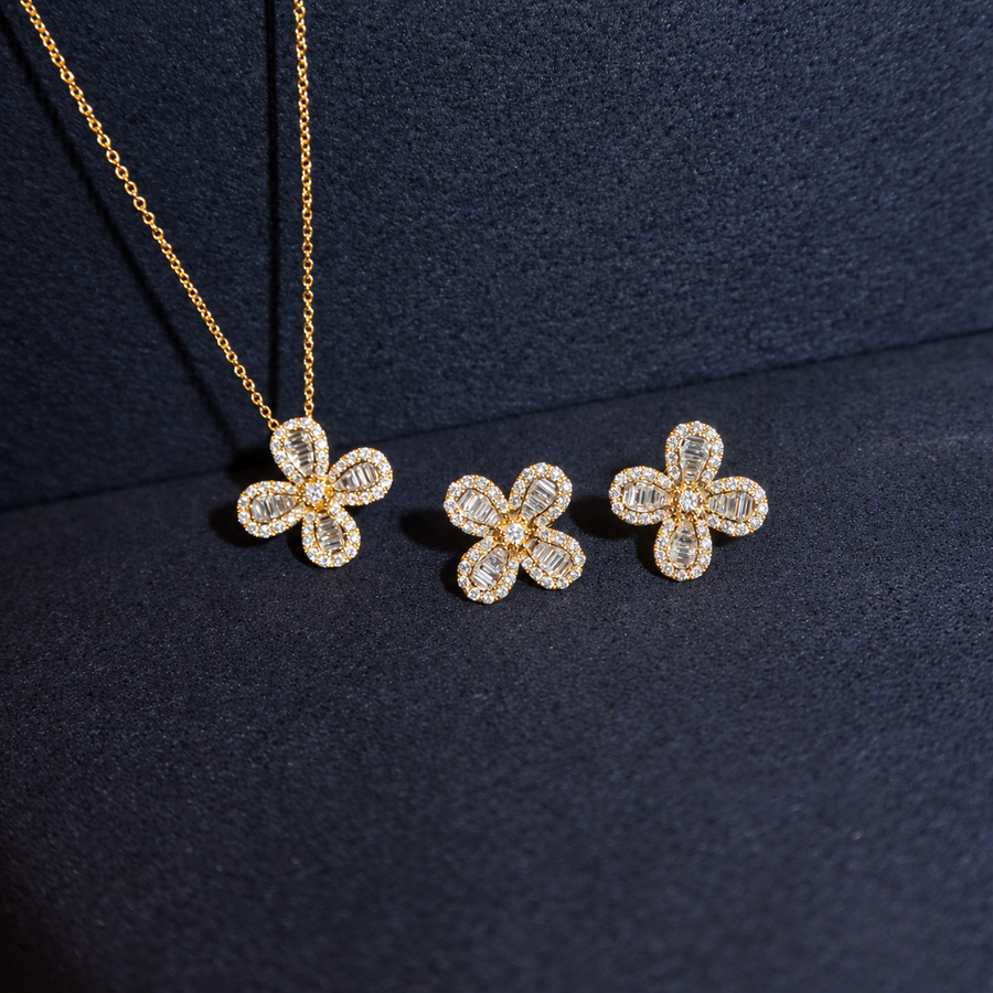 Fiorel Necklace in Yellow Gold With Earrings