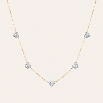Five Diamond Heart Mix Gold Necklace - Psylish