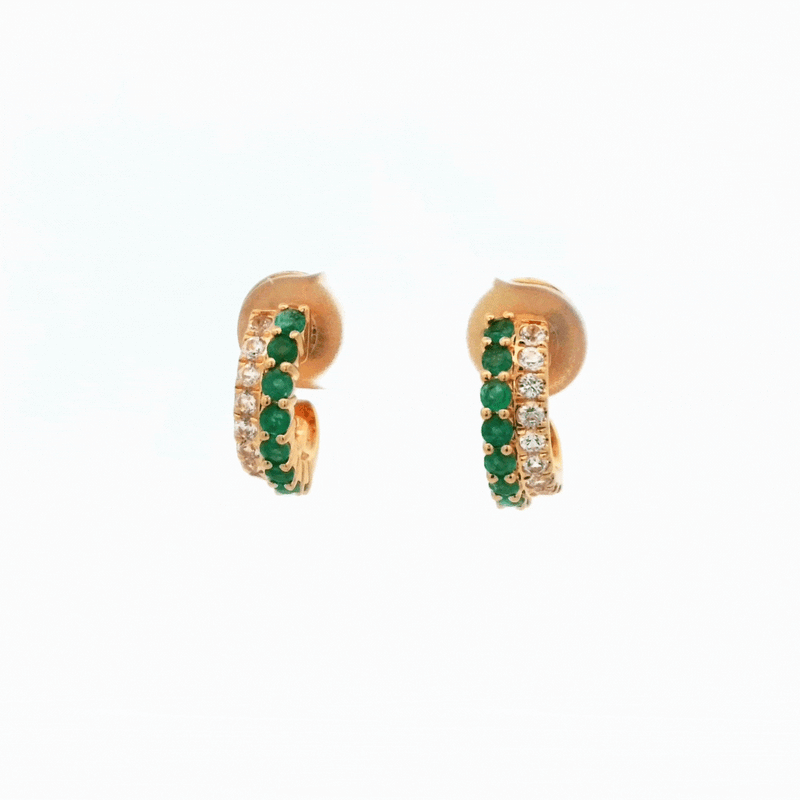 Rey Deux Emerald Huggie Earrings