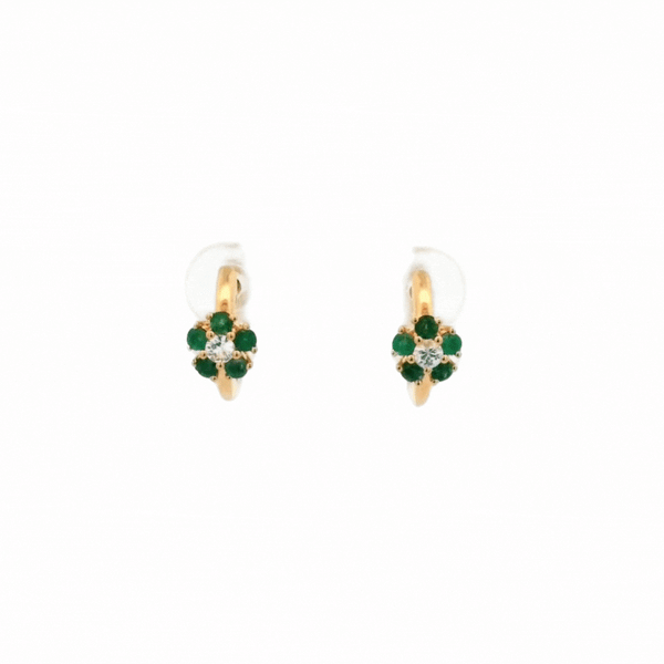 Blossom Emerald Huggie Earrings