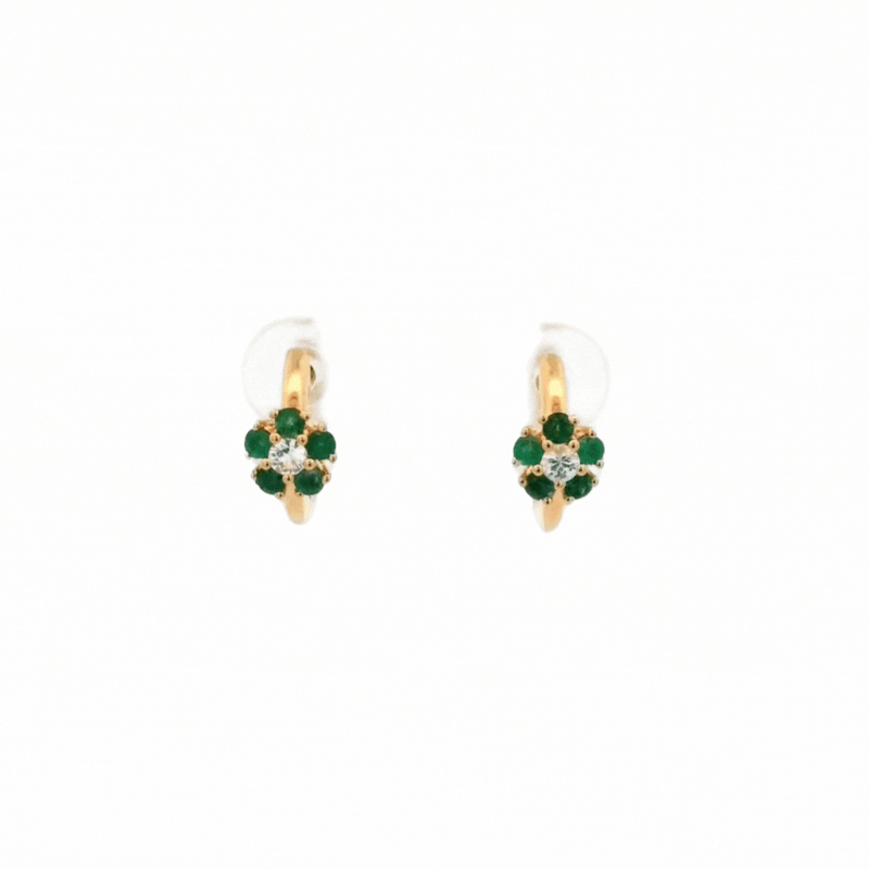 Blossom Emerald Huggie Earrings