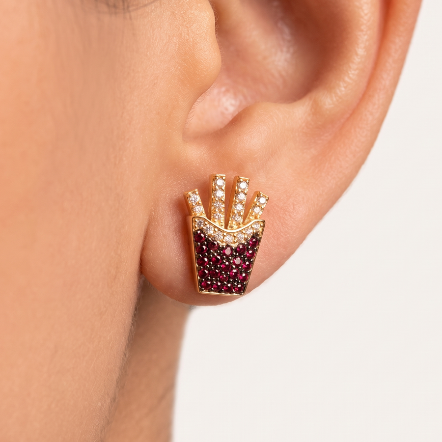 Fries Natural Garnet Stud Earrings