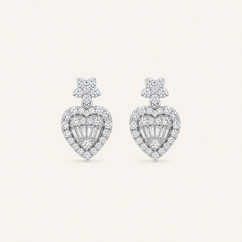 Heart Drop Diamond Earrings - Psylish