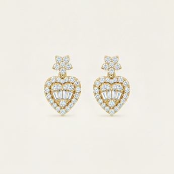 Heart Drop Diamond Earrings - Psylish