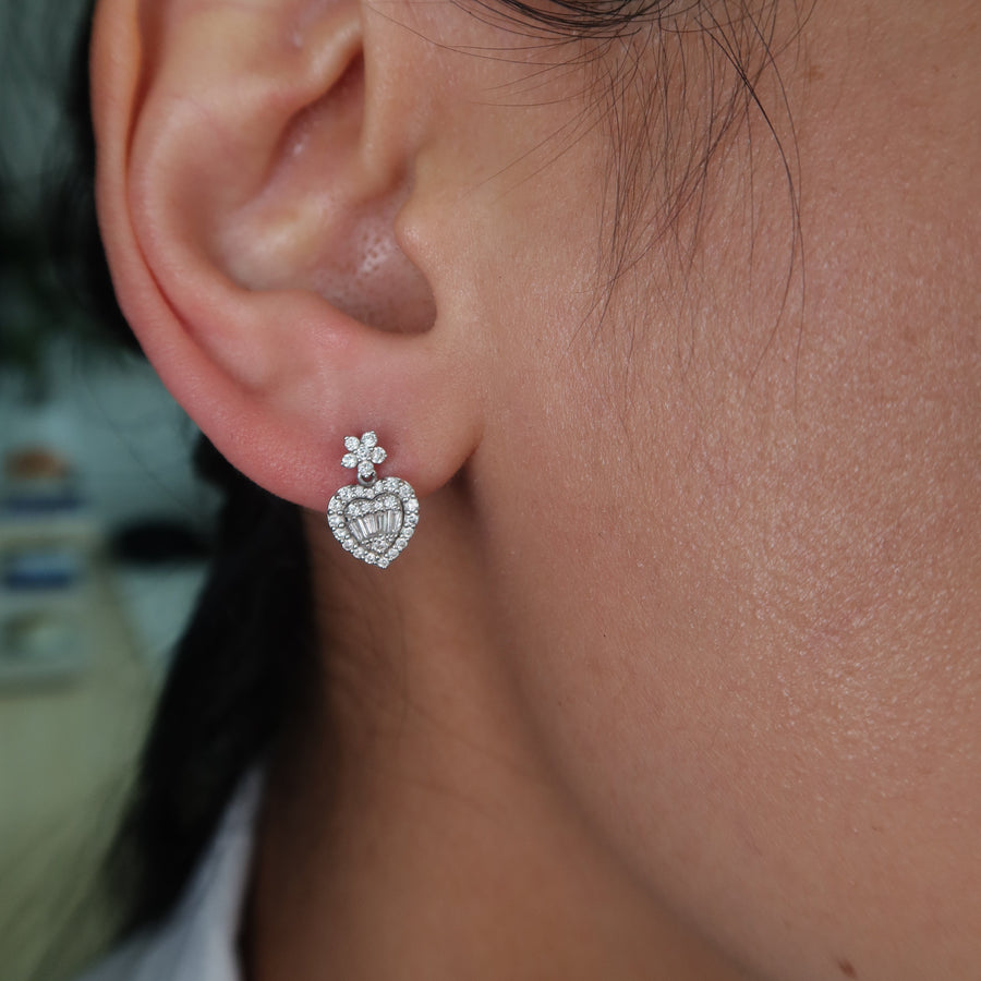 Heart Drop Diamond Earrings - Psylish