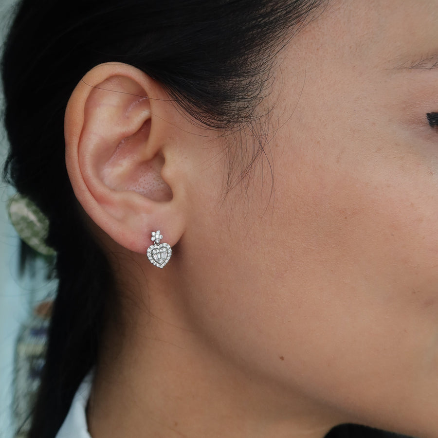 Heart Drop Diamond Earrings - Psylish