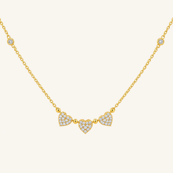 Heart Trio Diamond Necklace - Psylish