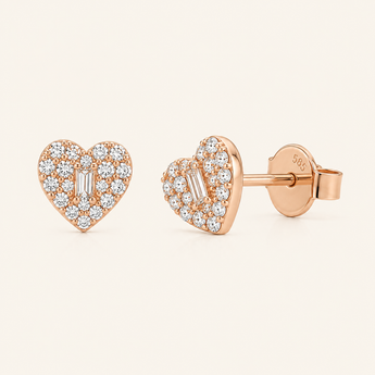 Rhea Heart Diamond Stud Earrings - Psylish