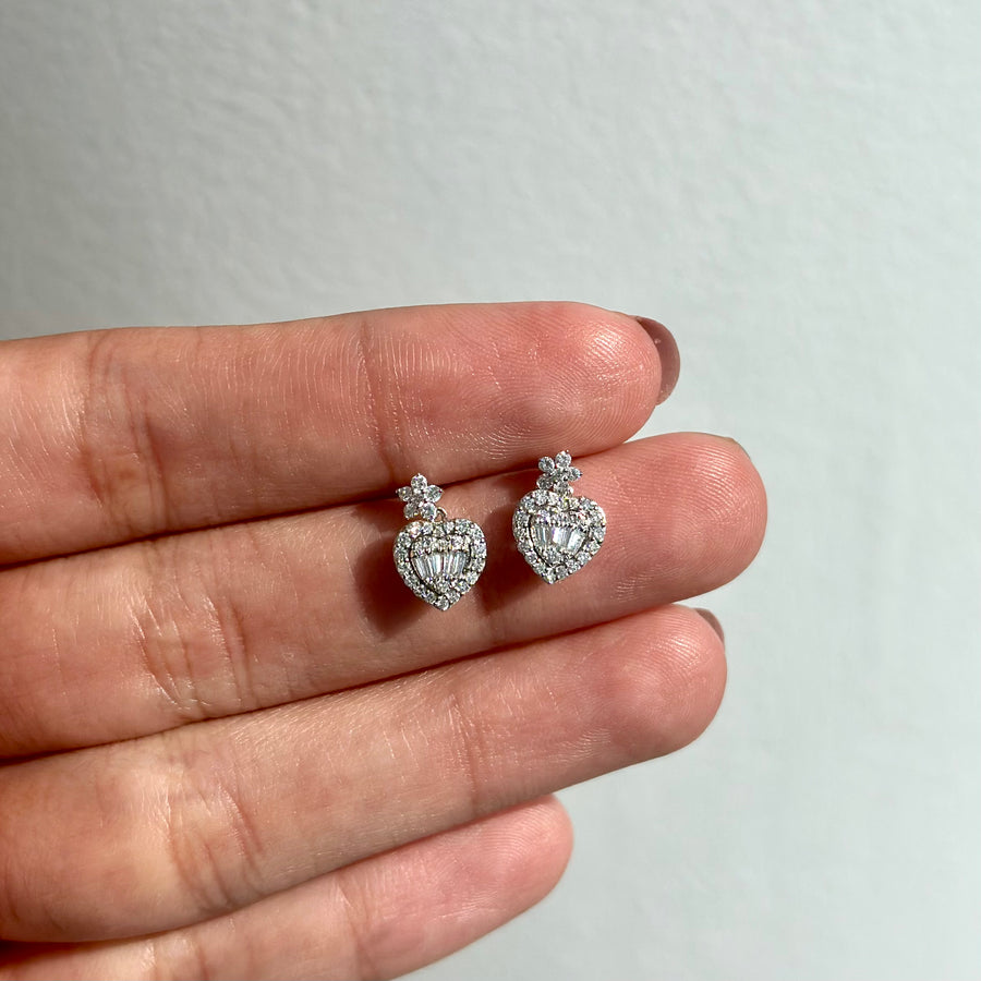 Heart Drop Diamond Earrings - Psylish