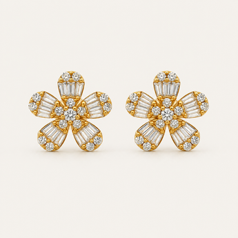 Izzy Fleur Diamond Stud Earrings - Psylish