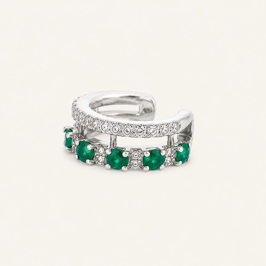 Kai White Sapphire & Emerald Cuff - Psylish